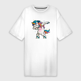 Платье-футболка хлопок с принтом Единорог ,  |  | art | cap | dab | rainbow unicorn | stars | unicorn | арт | единорог | звезды | кепка | радужный единорог