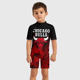 Детский купальный костюм 3D с принтом CHICAGO BULLS | ЧИКАГО БУЛЛС , Полиэстер 85%, Спандекс 15% | застежка на молнии на спине | bulls | chicago | chicago bulls | nba | red bulls | usa | америка | быки | нба | сша | чикаго буллс