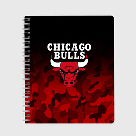 Тетрадь с принтом CHICAGO BULLS , 100% бумага | 48 листов, плотность листов — 60 г/м2, плотность картонной обложки — 250 г/м2. Листы скреплены сбоку удобной пружинной спиралью. Уголки страниц и обложки скругленные. Цвет линий — светло-серый
 | bulls | chicago | chicago bulls | nba | red bulls | usa | америка | быки | нба | сша | чикаго буллс