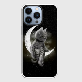 Чехол для iPhone 13 Pro с принтом Кот на луне ,  |  | cat | kitten | звёзды | космос | кот | котейка | котёнок | кошка | луна