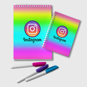 Блокнот с принтом INSTAGRAM , 100% бумага | 48 листов, плотность листов — 60 г/м2, плотность картонной обложки — 250 г/м2. Листы скреплены удобной пружинной спиралью. Цвет линий — светло-серый
 | Тематика изображения на принте: insta | instagram | instagramm | social | видео | инста | инстаграм | инстаграмм | приложение | социальная сеть | фото