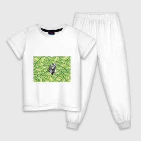 Детская пижама хлопок с принтом Игуана нежить , 100% хлопок |  брюки и футболка прямого кроя, без карманов, на брюках мягкая резинка на поясе и по низу штанин
 | 