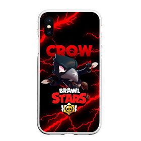 Чехол для iPhone XS Max матовый с принтом BRAWL STARS CROW , Силикон | Область печати: задняя сторона чехла, без боковых панелей | brawl stars | crow | leon | leon shark | sally leon | shark | stars | акула | берли | ворон | леон | леон акула | спайк | эль примо