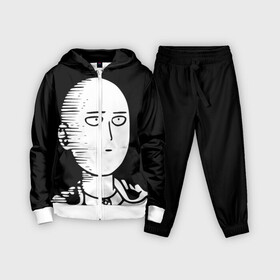 Детский костюм 3D с принтом Сайтама на черном фоне ,  |  | one punch man | onepunchman | oppai | saitama | ван панч мен | ванпанчмен | макото миядзаки | сайтама | человек один удар