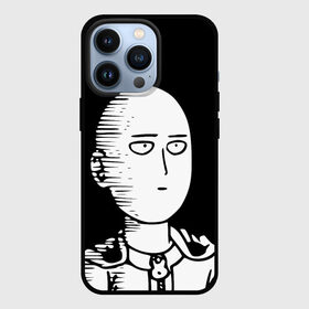 Чехол для iPhone 13 Pro с принтом Сайтама на черном фоне ,  |  | Тематика изображения на принте: one punch man | onepunchman | oppai | saitama | ван панч мен | ванпанчмен | макото миядзаки | сайтама | человек один удар