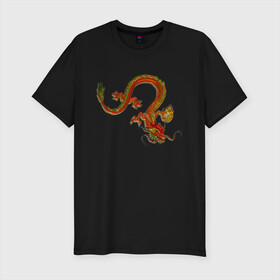 Мужская футболка хлопок Slim с принтом Metallized Red Dragon , 92% хлопок, 8% лайкра | приталенный силуэт, круглый вырез ворота, длина до линии бедра, короткий рукав | Тематика изображения на принте: азиатский дракон | восточный дракон | год дракона | дракон | змей | китайский дракон | китайский змей | красный дракон | металлический дракон | огненный дракон | японский дракон | яркий дракон