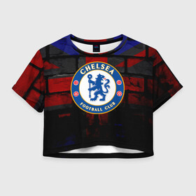 Женская футболка Crop-top 3D с принтом Chelsea , 100% полиэстер | круглая горловина, длина футболки до линии талии, рукава с отворотами | chelsea | англия | футбол | челси