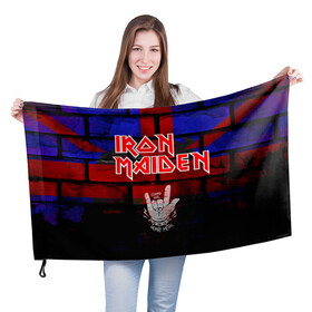 Флаг 3D с принтом Iron Maiden , 100% полиэстер | плотность ткани — 95 г/м2, размер — 67 х 109 см. Принт наносится с одной стороны | iron maiden | англия | британия | металл | музыка | рок