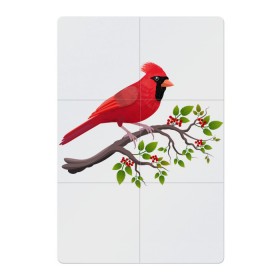 Магнитный плакат 2Х3 с принтом Красный кардинал , Полимерный материал с магнитным слоем | 6 деталей размером 9*9 см | cardinalis cardinalis | красный кардинал | новогодняя птица | птица | птичка | рождественская птица