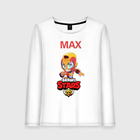 Женский лонгслив хлопок с принтом BRAWL STARS MAX , 100% хлопок |  | bib | brawl stars | bull | colt | crow | leon | leon shark | max | moba | sally leon | shark | акула | берли | биби | бравл старс | ворон | жанр | игра | кольт | леон | леон акула | макс | нита | спайк | шелли