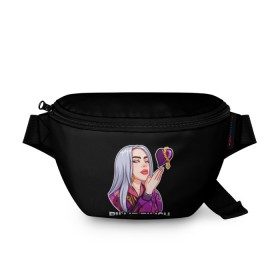 Поясная сумка 3D с принтом BILLIE EILISH , 100% полиэстер | плотная ткань, ремень с регулируемой длиной, внутри несколько карманов для мелочей, основное отделение и карман с обратной стороны сумки застегиваются на молнию | ayelish | bad guy | bellyache | bilie eilish | bilie elish | billie | billie eilish | eilish | electronic | elish | music | били айлиш | билли айлиш | эйлиш | элиш