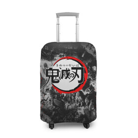 Чехол для чемодана 3D с принтом Japanese hierogliphes Demon Slayer  , 86% полиэфир, 14% спандекс | двустороннее нанесение принта, прорези для ручек и колес | demon slayer | demon slayer: kimetsu no yaiba | kimetsu | kimetsu no yaiba | nezuko | slayer | tanjiro | клинок рассекающий демонов | незуко | танджиро | шинобу кочо