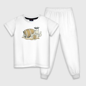 Детская пижама хлопок с принтом Улитка с Пивком , 100% хлопок |  брюки и футболка прямого кроя, без карманов, на брюках мягкая резинка на поясе и по низу штанин
 | beer | snail | улитка