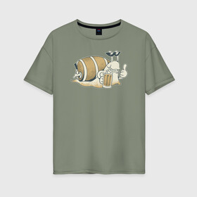 Женская футболка хлопок Oversize с принтом Улитка с Пивком , 100% хлопок | свободный крой, круглый ворот, спущенный рукав, длина до линии бедер
 | Тематика изображения на принте: beer | snail | улитка