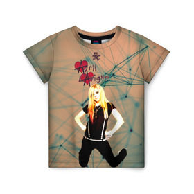 Детская футболка 3D с принтом Avril Lavigne , 100% гипоаллергенный полиэфир | прямой крой, круглый вырез горловины, длина до линии бедер, чуть спущенное плечо, ткань немного тянется | Тематика изображения на принте: avril lavigne | аврил лавин | блондиника | музыка | рок