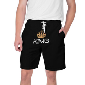 Мужские шорты 3D с принтом Король ,  полиэстер 100% | прямой крой, два кармана без застежек по бокам. Мягкая трикотажная резинка на поясе, внутри которой широкие завязки. Длина чуть выше колен | для двоих | король | корона | парные | подарок | прикольные надписи