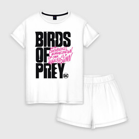 Женская пижама с шортиками хлопок с принтом Birds of Prey logo , 100% хлопок | футболка прямого кроя, шорты свободные с широкой мягкой резинкой | birds of prey | harley quinn | марго робби | потрясающая история харли квин | харли квин | хищные птицы