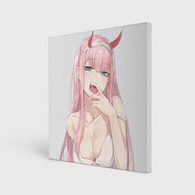 Холст квадратный с принтом Ahegao Zero Two , 100% ПВХ |  | Тематика изображения на принте: ahegao | аниме | девушка | рисунок | тян | чертик