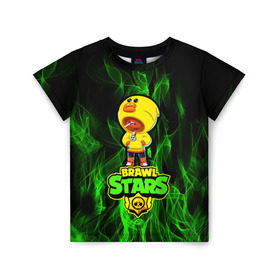 Детская футболка 3D с принтом Brawl Stars (sally) , 100% гипоаллергенный полиэфир | прямой крой, круглый вырез горловины, длина до линии бедер, чуть спущенное плечо, ткань немного тянется | Тематика изображения на принте: brawl | leon | moba | sally | stars | supercell | игра