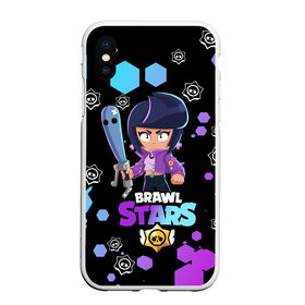 Чехол для iPhone XS Max матовый с принтом BRAWL STARS BIBI , Силикон | Область печати: задняя сторона чехла, без боковых панелей | bib | brawl stars | colt | crow | el brown | leon | leon shark | max | moba | sally leon | shark | акула | берли | биби | бравл старс | браун | ворон | жанр | игра | кольт | леон | леон акула | макс | нита | шелли