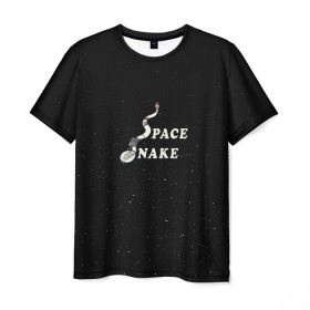 Мужская футболка 3D с принтом Space snake , 100% полиэфир | прямой крой, круглый вырез горловины, длина до линии бедер | Тематика изображения на принте: bite | cyborg snake | rick and morty | ship | snakes | space snake | vdgerir | рик и морти