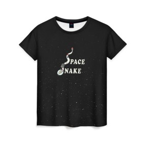 Женская футболка 3D с принтом Space snake , 100% полиэфир ( синтетическое хлопкоподобное полотно) | прямой крой, круглый вырез горловины, длина до линии бедер | bite | cyborg snake | rick and morty | ship | snakes | space snake | vdgerir | рик и морти