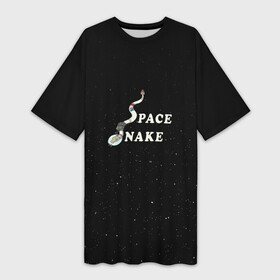 Платье-футболка 3D с принтом Space snake ,  |  | bite | cyborg snake | rick and morty | ship | snakes | space snake | vdgerir | рик и морти