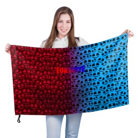 Флаг 3D с принтом FORTNITE x MARSHMELLO , 100% полиэстер | плотность ткани — 95 г/м2, размер — 67 х 109 см. Принт наносится с одной стороны | 
