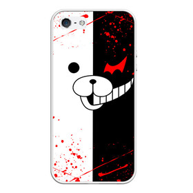 Чехол для iPhone 5/5S матовый с принтом MONOKUMA , Силикон | Область печати: задняя сторона чехла, без боковых панелей | anime | bear | black  white | danganronpa | kurokuma | monodam | monokuma | monomi | monotaro | rabbit | school | shirokuma | аниме | главарь | мoноми | монокума | черно белый | школа