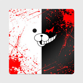 Магнит виниловый Квадрат с принтом MONOKUMA | МОНОКУМА , полимерный материал с магнитным слоем | размер 9*9 см, закругленные углы | anime | bear | black  white | danganronpa | kurokuma | monodam | monokuma | monomi | monotaro | rabbit | school | shirokuma | аниме | главарь | мoноми | монокума | черно белый | школа