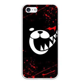 Чехол для iPhone 5/5S матовый с принтом MONOKUMA , Силикон | Область печати: задняя сторона чехла, без боковых панелей | anime | bear | black  white | danganronpa | kurokuma | monodam | monokuma | monomi | monotaro | rabbit | school | shirokuma | аниме | главарь | мoноми | монокума | черно белый | школа