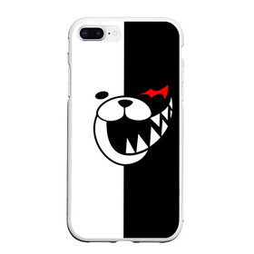 Чехол для iPhone 7Plus/8 Plus матовый с принтом MONOKUMA (КАПЮШОН) , Силикон | Область печати: задняя сторона чехла, без боковых панелей | anime | bear | black  white | danganronpa | kurokuma | monodam | monokuma | monomi | monotaro | rabbit | school | shirokuma | аниме | главарь | мoноми | монокума | черно белый | школа