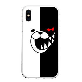 Чехол для iPhone XS Max матовый с принтом MONOKUMA (КАПЮШОН) , Силикон | Область печати: задняя сторона чехла, без боковых панелей | anime | bear | black  white | danganronpa | kurokuma | monodam | monokuma | monomi | monotaro | rabbit | school | shirokuma | аниме | главарь | мoноми | монокума | черно белый | школа