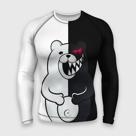 Мужской рашгард 3D с принтом Монокума схватился за живот ,  |  | anime | bear | black  white | danganronpa | kurokuma | monodam | monokuma | monomi | monotaro | rabbit | school | shirokuma | аниме | главарь | мoноми | монокума | черно белый | школа