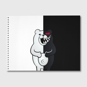 Альбом для рисования с принтом MONOKUMA , 100% бумага
 | матовая бумага, плотность 200 мг. | anime | bear | black  white | danganronpa | kurokuma | monodam | monokuma | monomi | monotaro | rabbit | school | shirokuma | аниме | главарь | мoноми | монокума | черно белый | школа