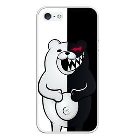 Чехол для iPhone 5/5S матовый с принтом MONOKUMA , Силикон | Область печати: задняя сторона чехла, без боковых панелей | anime | bear | black  white | danganronpa | kurokuma | monodam | monokuma | monomi | monotaro | rabbit | school | shirokuma | аниме | главарь | мoноми | монокума | черно белый | школа