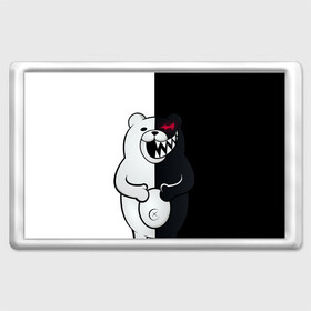 Магнит 45*70 с принтом MONOKUMA  , Пластик | Размер: 78*52 мм; Размер печати: 70*45 | anime | bear | black  white | danganronpa | kurokuma | monodam | monokuma | monomi | monotaro | rabbit | school | shirokuma | аниме | главарь | мoноми | монокума | черно белый | школа