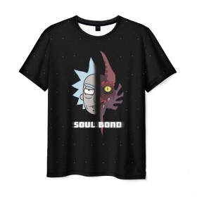 Мужская футболка 3D с принтом Soul Bond , 100% полиэфир | прямой крой, круглый вырез горловины, длина до линии бедер | balthromaw | dsgnosadchaya | rick  morty | бальтрамон | джастин ройланд | дракон | дэн хармон | миссикс | плюмбус | рик и морти