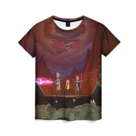 Женская футболка 3D с принтом Dragon Rescuers , 100% полиэфир ( синтетическое хлопкоподобное полотно) | прямой крой, круглый вырез горловины, длина до линии бедер | 4 сезон | dsgnosadchaya | rick  morty | джастин ройланд | дракон | дэн хармон | миссикс | плюмбус | рик и морти | саммер