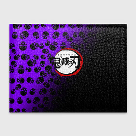 Обложка для студенческого билета с принтом Kimetsu no Yaiba черепа на фиолете , натуральная кожа | Размер: 11*8 см; Печать на всей внешней стороне | demons | kimetsu | knife | yaiba | демонов | демоны | клинок | клинок рассекающий демонов | рассекающий