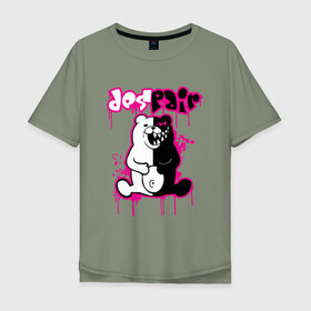 Мужская футболка хлопок Oversize с принтом MONOKUMA , 100% хлопок | свободный крой, круглый ворот, “спинка” длиннее передней части | anime | bear | black | danganronpa | japan | monokuma | white | аниме | белое | медведь | монокума | черное | япония
