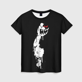 Женская футболка 3D с принтом MONOKUMA , 100% полиэфир ( синтетическое хлопкоподобное полотно) | прямой крой, круглый вырез горловины, длина до линии бедер | anime | bear | black | danganronpa | japan | monokuma | white | аниме | белое | медведь | монокума | черное | япония
