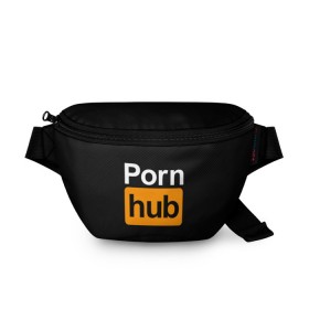 Поясная сумка 3D с принтом PORNHUB , 100% полиэстер | плотная ткань, ремень с регулируемой длиной, внутри несколько карманов для мелочей, основное отделение и карман с обратной стороны сумки застегиваются на молнию | brazzers | hub | бразерс | надписи