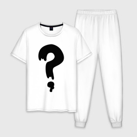 Мужская пижама хлопок с принтом Знак Вопроса , 100% хлопок | брюки и футболка прямого кроя, без карманов, на брюках мягкая резинка на поясе и по низу штанин
 | футболка суса из гравити фолз