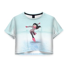 Женская футболка Crop-top 3D с принтом Фигурное катание , 100% полиэстер | круглая горловина, длина футболки до линии талии, рукава с отворотами | figure skating | коньки | конькобежный спорт | фигурное катание