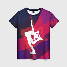 Женская футболка 3D с принтом Фигурное катание , 100% полиэфир ( синтетическое хлопкоподобное полотно) | прямой крой, круглый вырез горловины, длина до линии бедер | figure skating | коньки | конькобежный спорт | фигурное катание