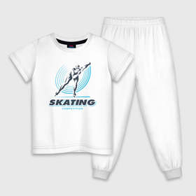 Детская пижама хлопок с принтом SKATING competition , 100% хлопок |  брюки и футболка прямого кроя, без карманов, на брюках мягкая резинка на поясе и по низу штанин
 | зимний спорт | катание на льду | коньки | конькобежный спорт | фигурное катание