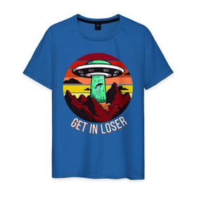 Мужская футболка хлопок с принтом Get in loser , 100% хлопок | прямой крой, круглый вырез горловины, длина до линии бедер, слегка спущенное плечо. | science | астронавт | астрономия | венера | земля | инопланетяне | космонавт | космос | летающая тарелка | наука | научный | планеты | юпитер