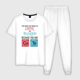 Мужская пижама хлопок с принтом Copper and Tellurium , 100% хлопок | брюки и футболка прямого кроя, без карманов, на брюках мягкая резинка на поясе и по низу штанин
 | cute | science | металл | наука | научный юмор | переодическая система | таблица | таблица менделеева | химические элементы | химия | юмор