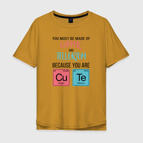 Мужская футболка хлопок Oversize с принтом Copper and Tellurium , 100% хлопок | свободный крой, круглый ворот, “спинка” длиннее передней части | cute | science | металл | наука | научный юмор | переодическая система | таблица | таблица менделеева | химические элементы | химия | юмор